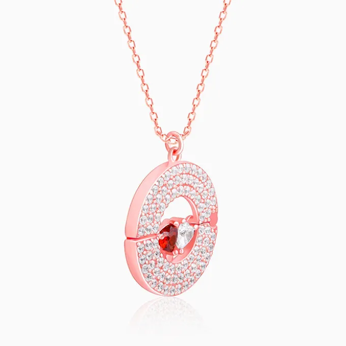 Rose Gold You & Me Pendant With Link Chain