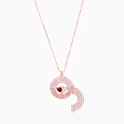 Rose Gold You & Me Pendant With Link Chain