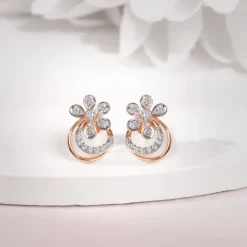 Rose Gold Zinnia Lab Grown Diamond Stud Earrings