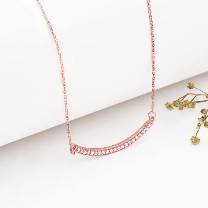 Rose Gold Zircon Arc Necklace
