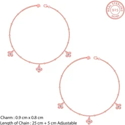 Rose Gold Zircon Clover Charm Anklet