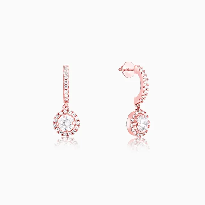 Rose Gold Zircon Drizzle Drop Earrings