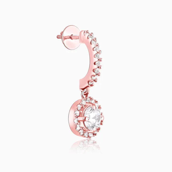 Rose Gold Zircon Drizzle Drop Earrings