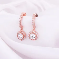 Rose Gold Zircon Drizzle Drop Earrings