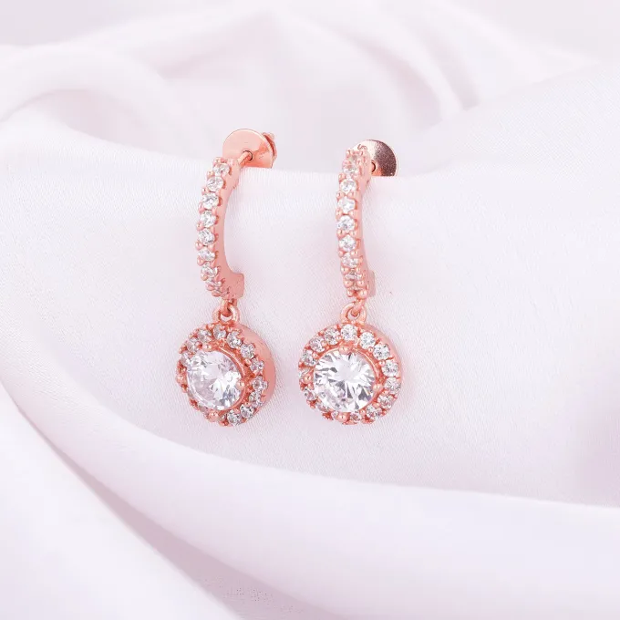 Rose Gold Zircon Drizzle Drop Earrings