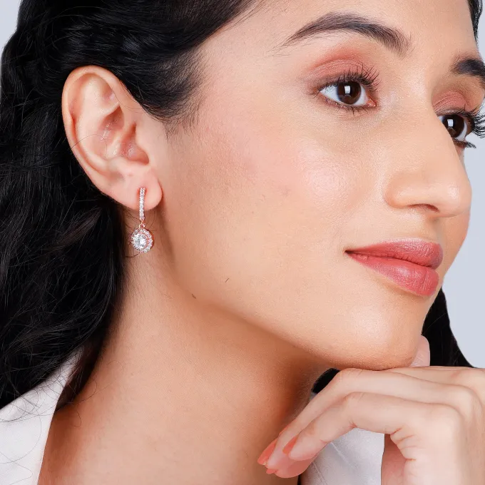Rose Gold Zircon Drizzle Drop Earrings