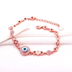 Rose Gold Zircon Evil Eye Bling Bracelet