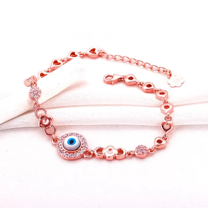 Rose Gold Zircon Evil Eye Bling Bracelet