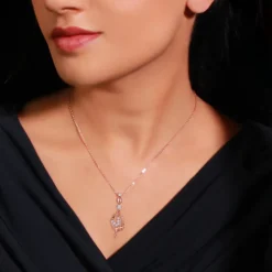 Rose Gold Zircon Fairy Pendant with Link Chain