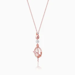 Rose Gold Zircon Fairy Pendant with Link Chain