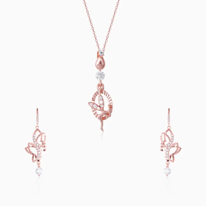 Rose Gold Zircon Fairy Set with Link Chain
