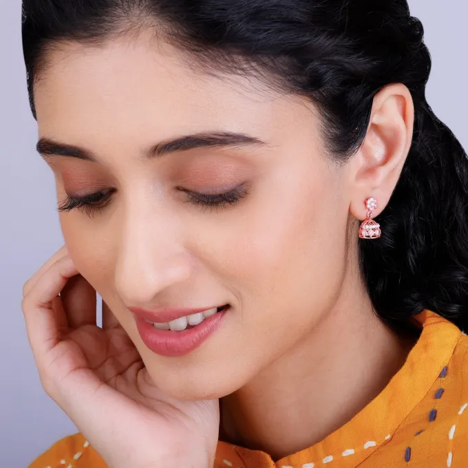 Rose Gold Zircon Jhumki