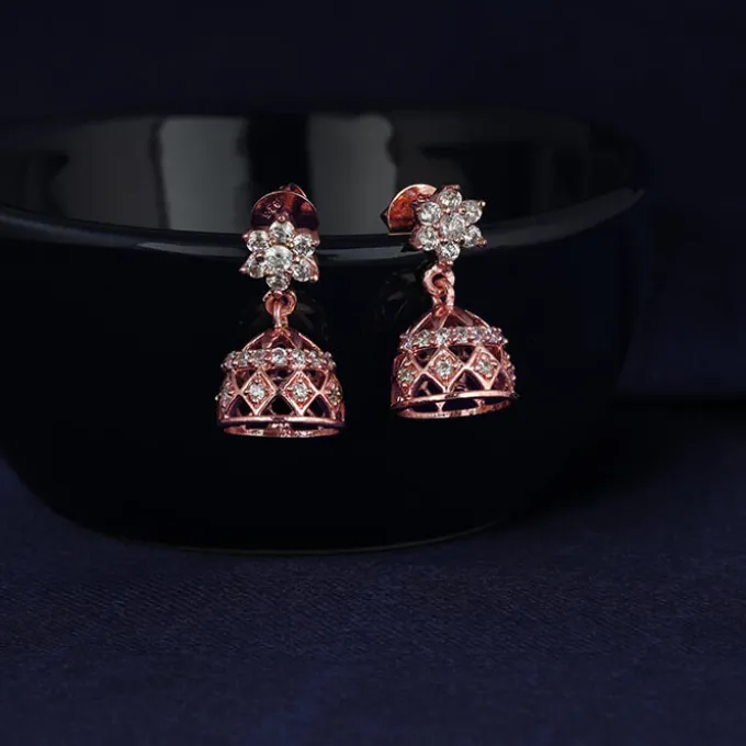 Rose Gold Zircon Jhumki