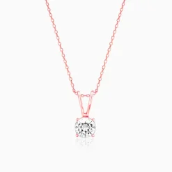Rose Gold Zircon Pendant with Link Chain