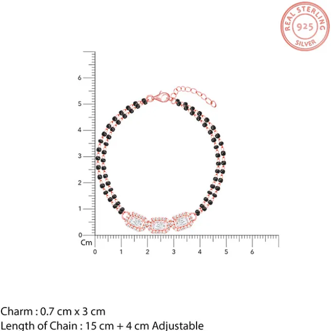 Rose Gold Zircon Radiant Mangalsutra Bracelet