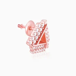 Rose Gold Zircon Triangle Stud Earrings