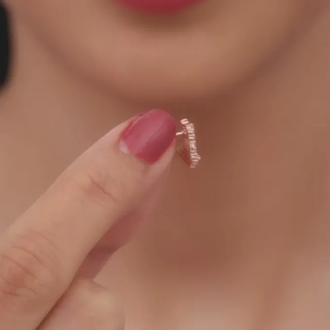 Rose Gold Zircon Triangle Stud Earrings