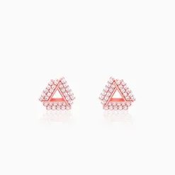 Rose Gold Zircon Triangle Stud Earrings