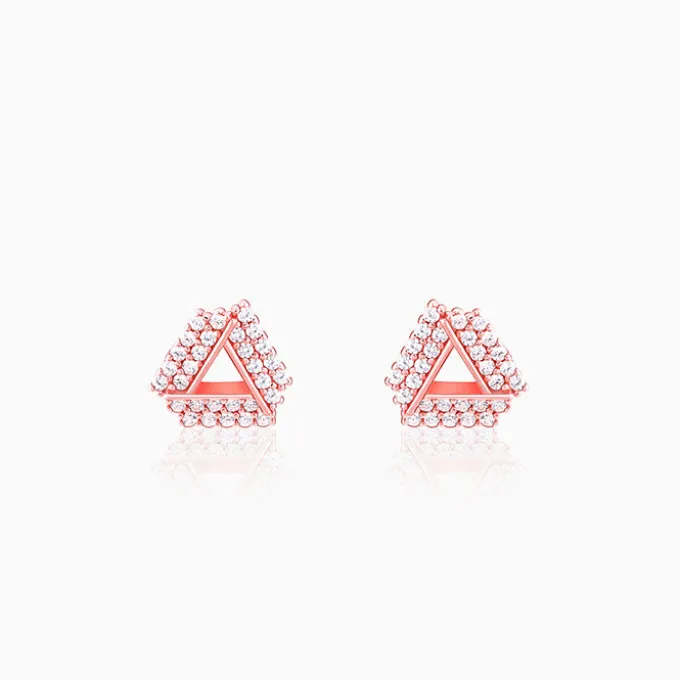 Rose Gold Zircon Triangle Stud Earrings