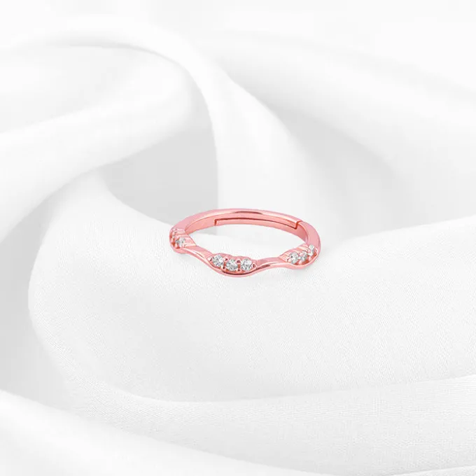 Rose Gold Zircon Tune of Wave Ring