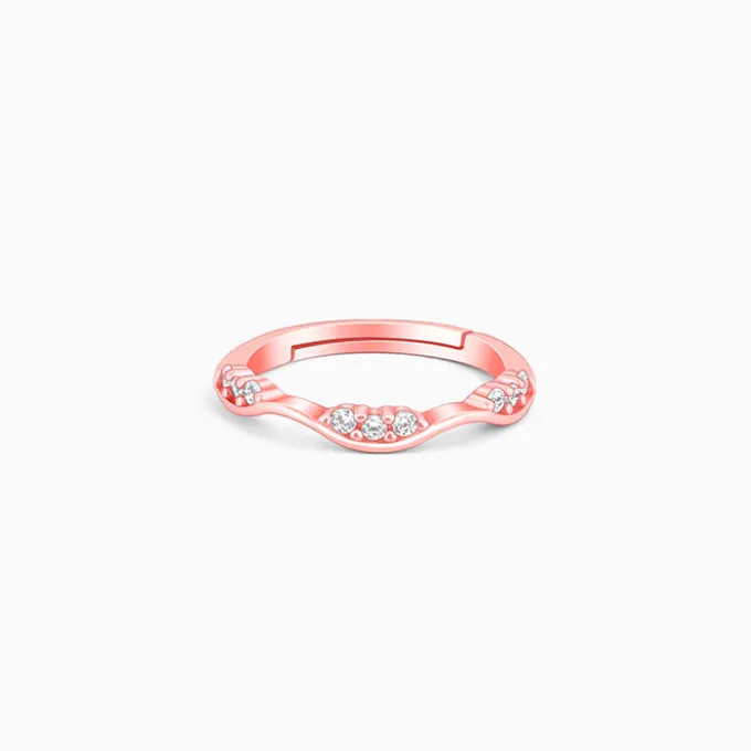 Rose Gold Zircon Tune of Wave Ring
