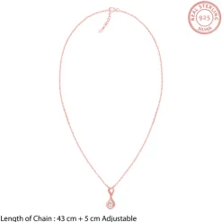Rose Gold Zircon Twist Pendant With Link Chain