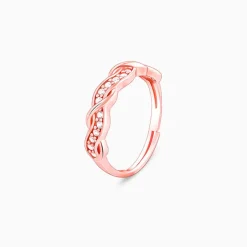 Rose Gold Zircon Winding Wave Ring