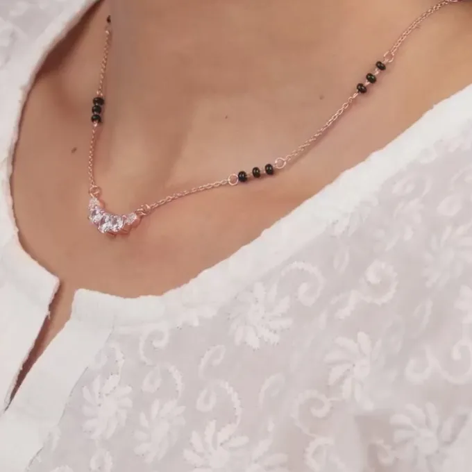 Rose Gold Zirconia Elegance Mangalsutra Set