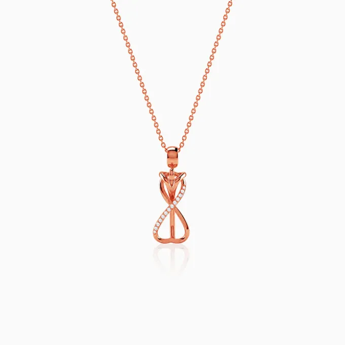 Rose Gold Zirconia Infinity Pendant With Link Chain