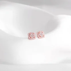 Rose Gold Zirconia Square Earrings