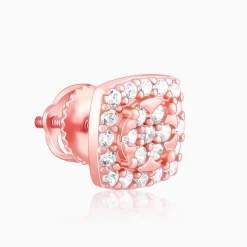 Rose Gold Zirconia Square Earrings