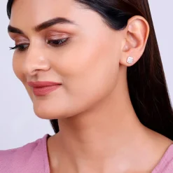 Rose Gold Zirconia Square Earrings