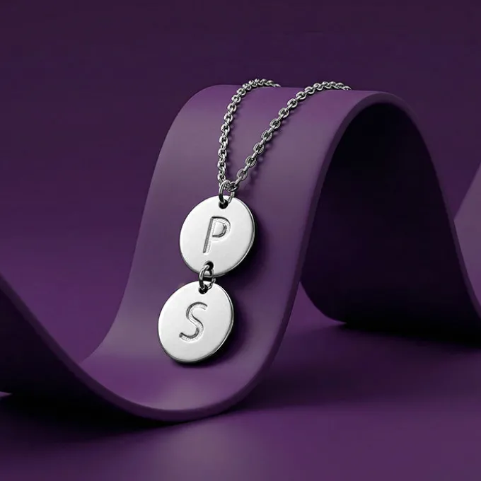 Silver Personalised The Pair Initial Necklace