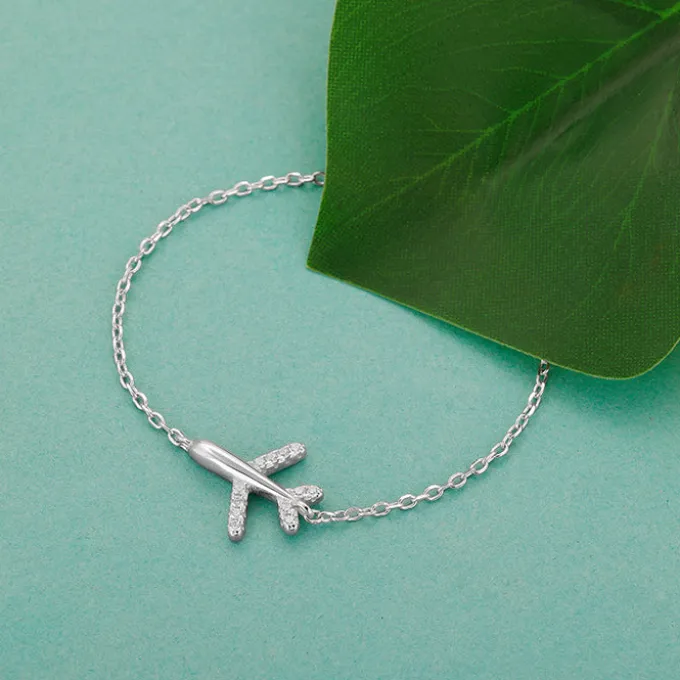 Silver Aeroplane Kids Bracelet (0-18 months)