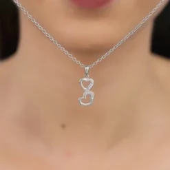 Silver All Hearts Pendant With Link Chain