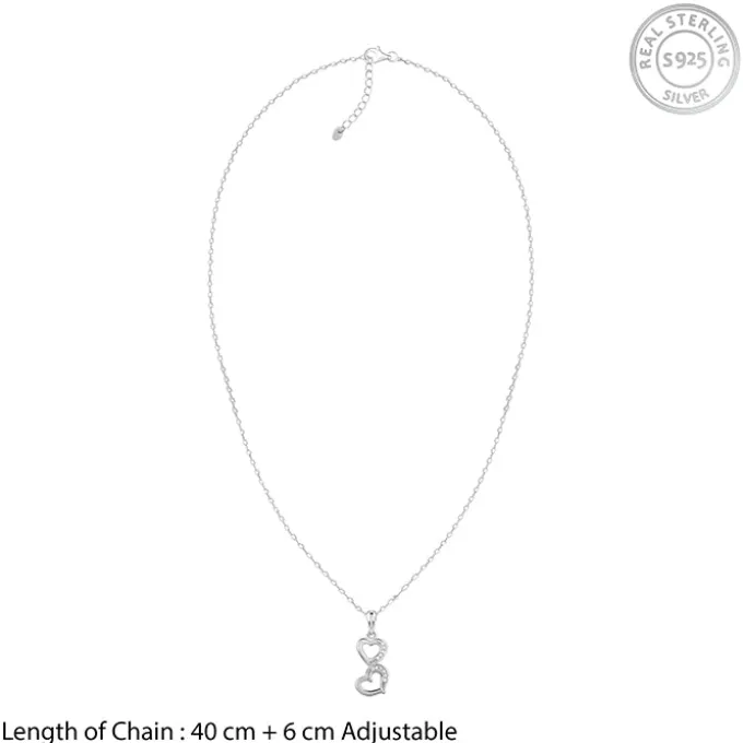 Silver All Hearts Pendant With Link Chain