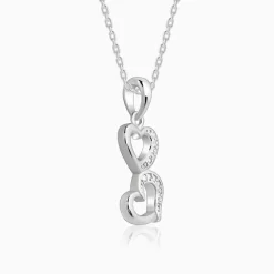 Silver All Hearts Pendant With Link Chain