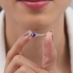Silver Amethyst Crown Ring
