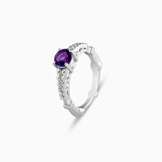 Silver Amethyst Crown Ring
