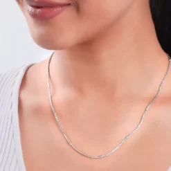 Silver Anchor with Bar Design Chain