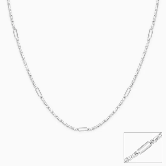 Silver Anchor with Bar Design Chain