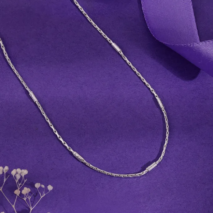 Silver Anchor with Bar Design Chain