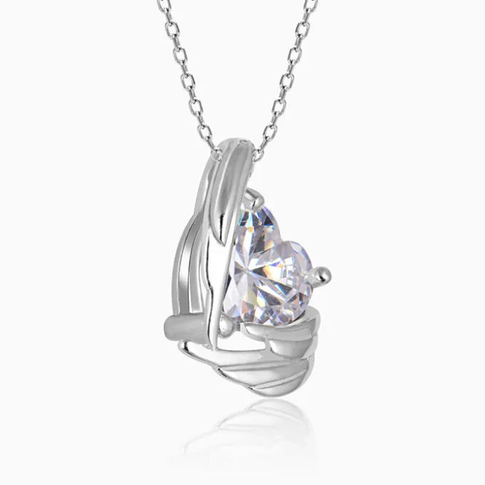 Silver Angel Wings of Protection Necklace