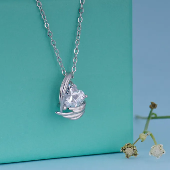 Silver Angel Wings of Protection Necklace