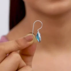 Silver Aqua Blue Crystal Earrings