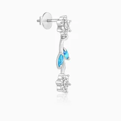 Silver Aqua Blue Floral Earrings