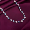 Silver Aqua Blue Floral Necklace