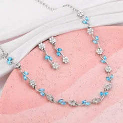 Silver Aqua Blue Floral Set