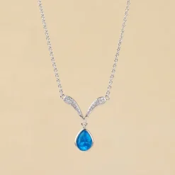 Silver Aqua Blue Necklace