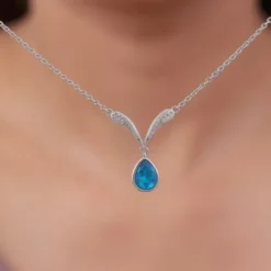 Silver Aqua Blue Necklace